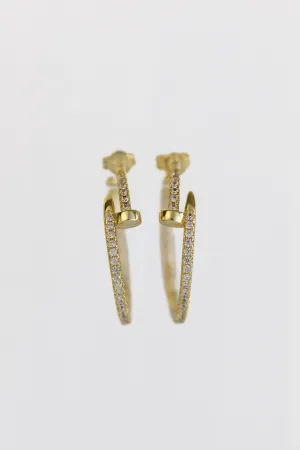 Diamond Nail Gold Hoop
