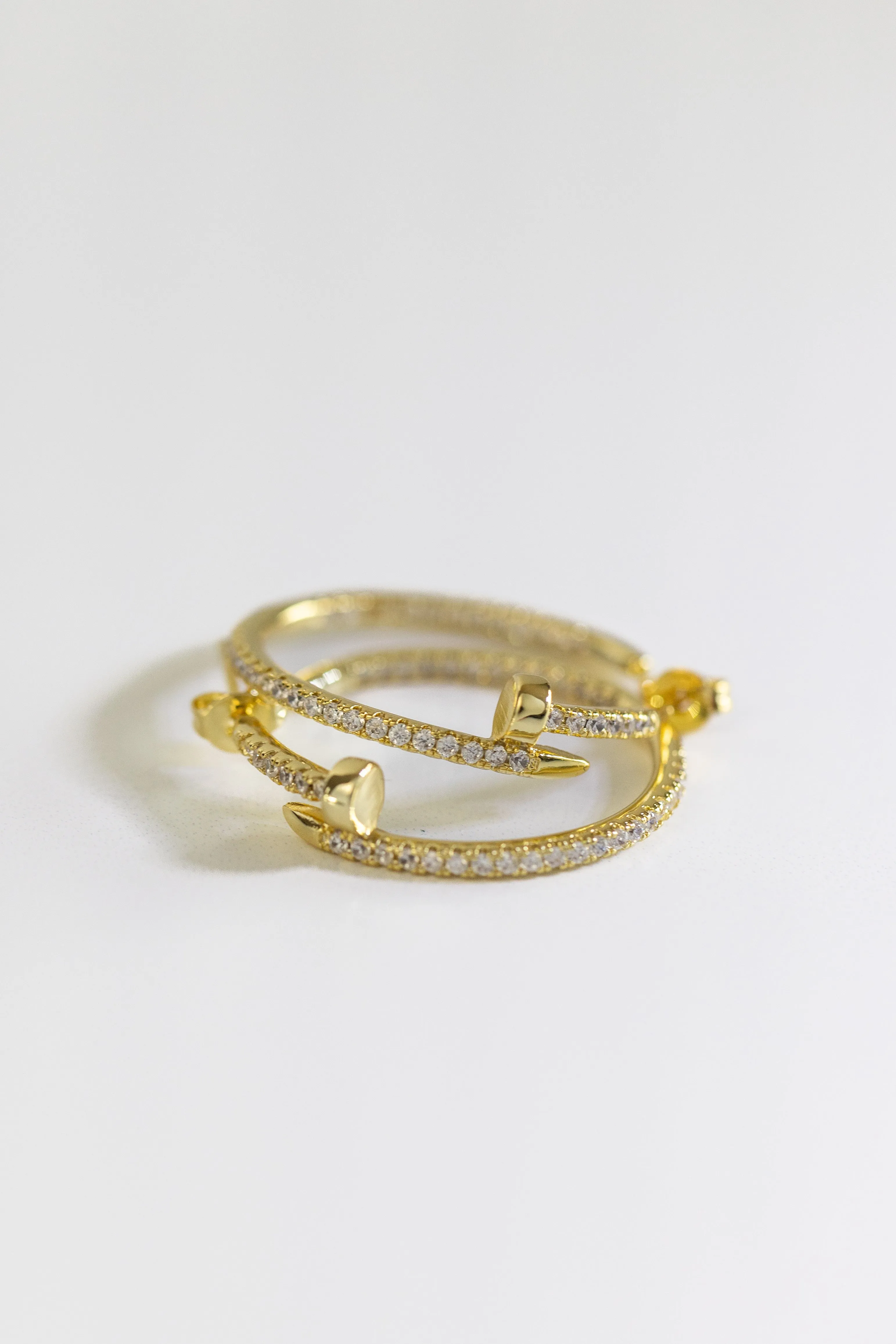 Diamond Nail Gold Hoop