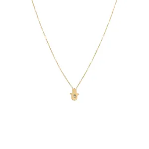 Diamond Solitaire Hamsa Necklace 14K
