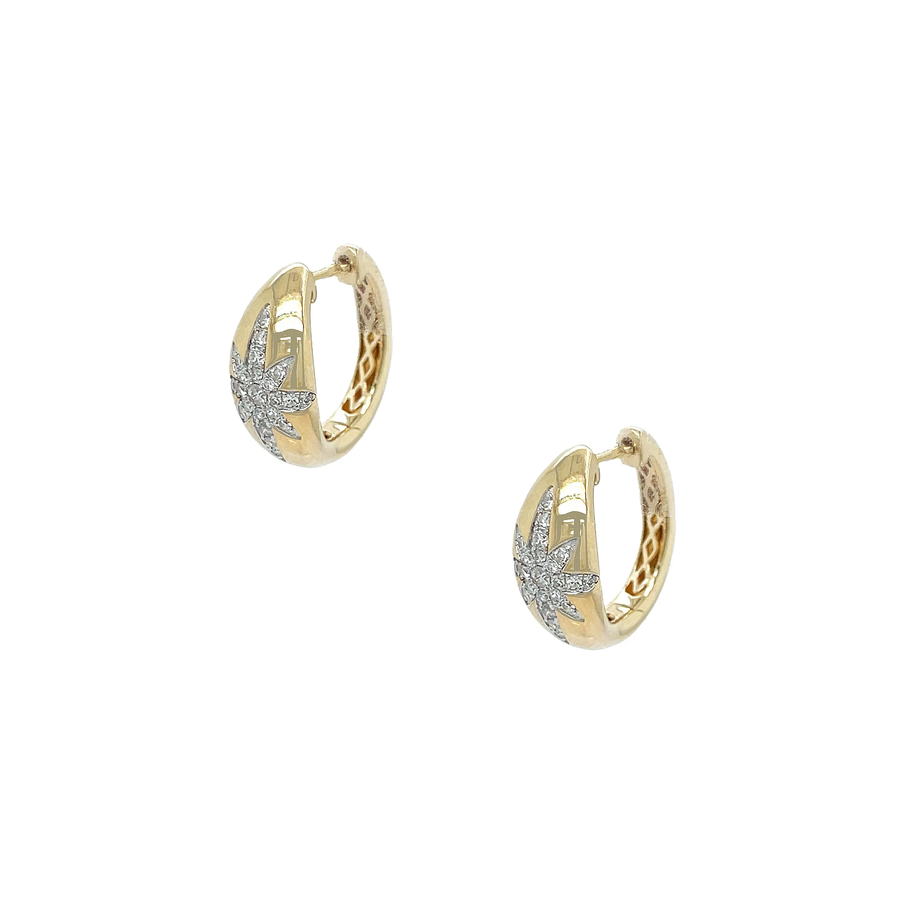 Diamond Starburst Hoop Earrings