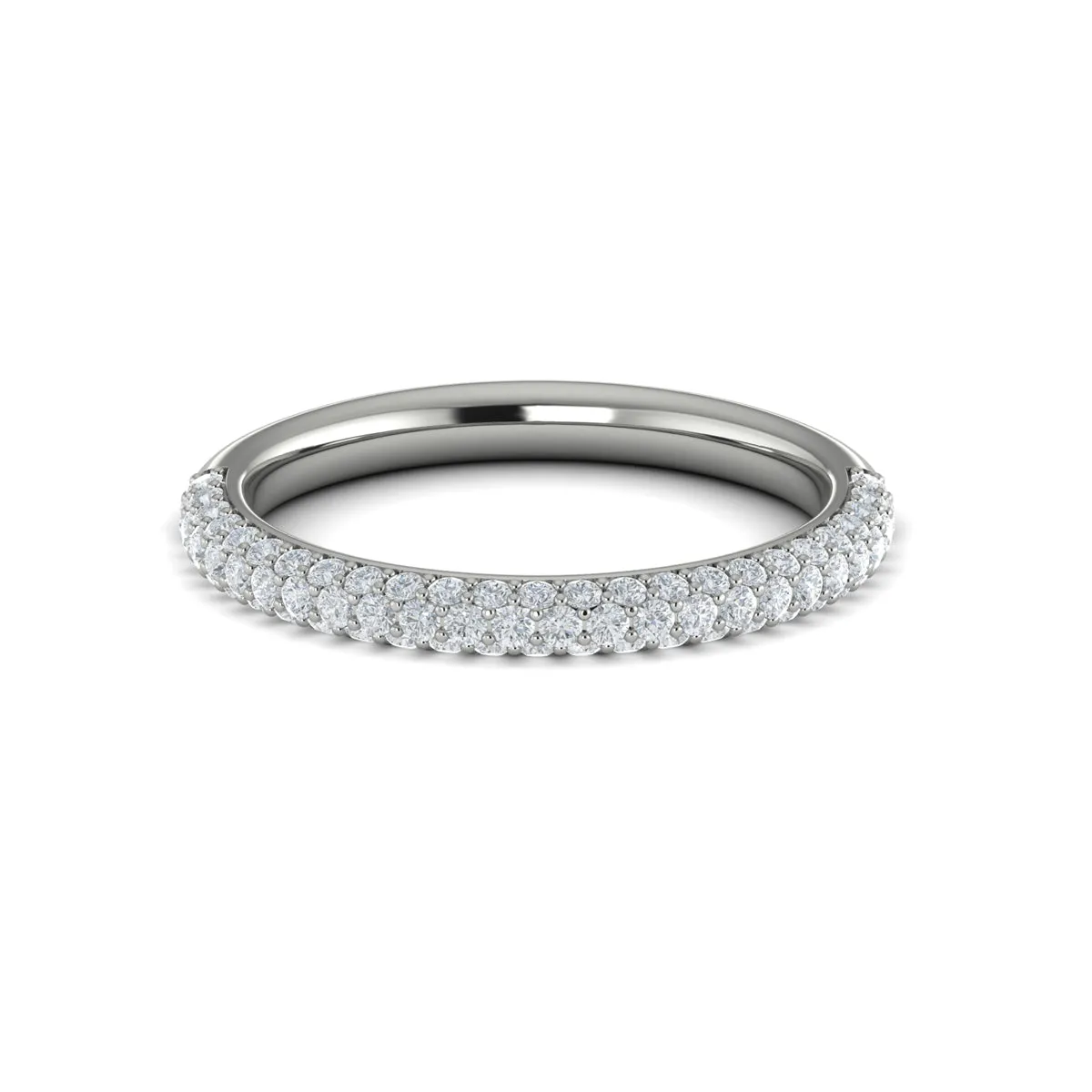 Diamond Three-Sided Pave Band in 14K White Gold