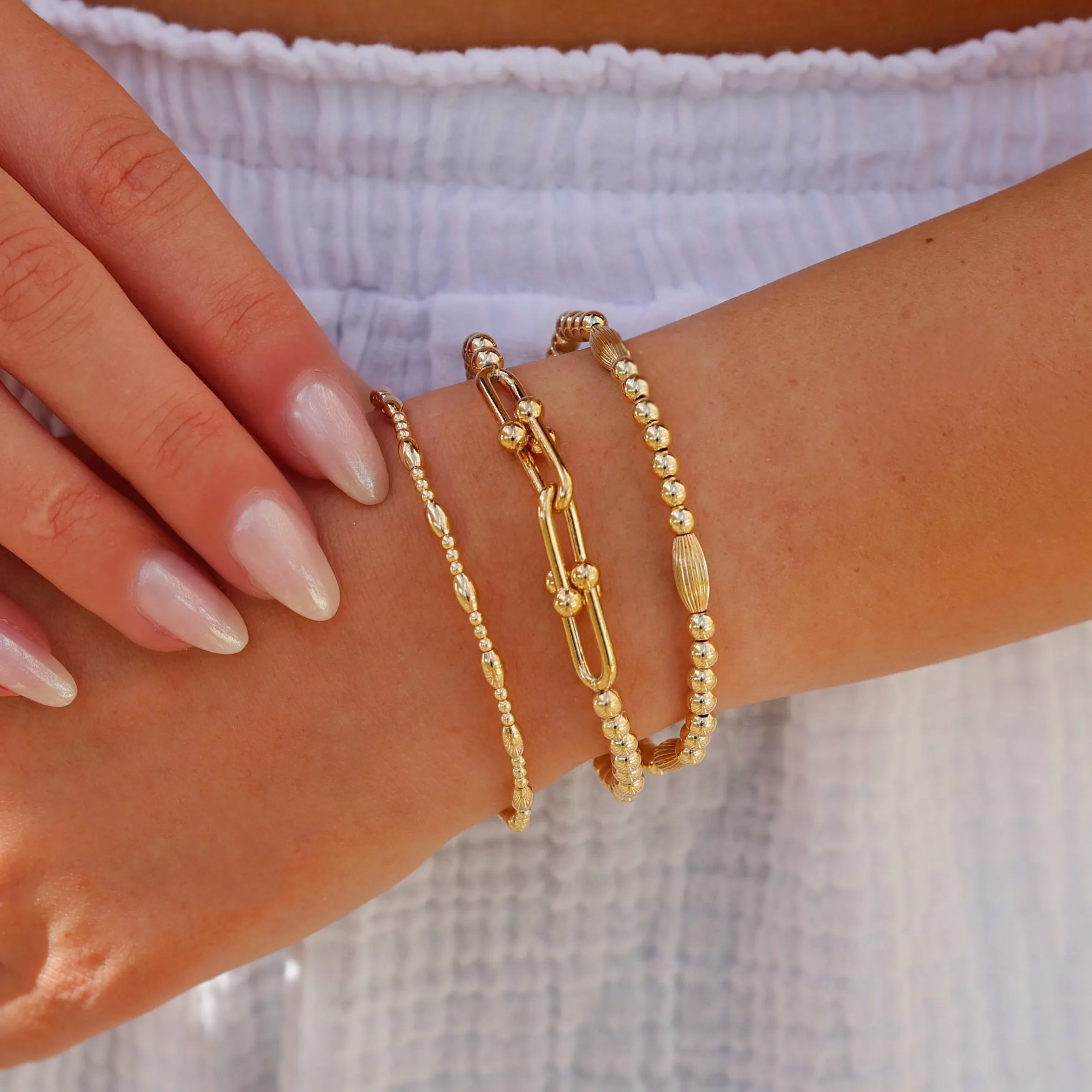 DUBAI | Gold Filled Beaded Bracelets Stack