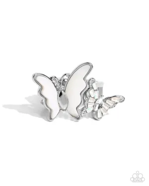 Dueling Decadence - White (Butterfly) Ring