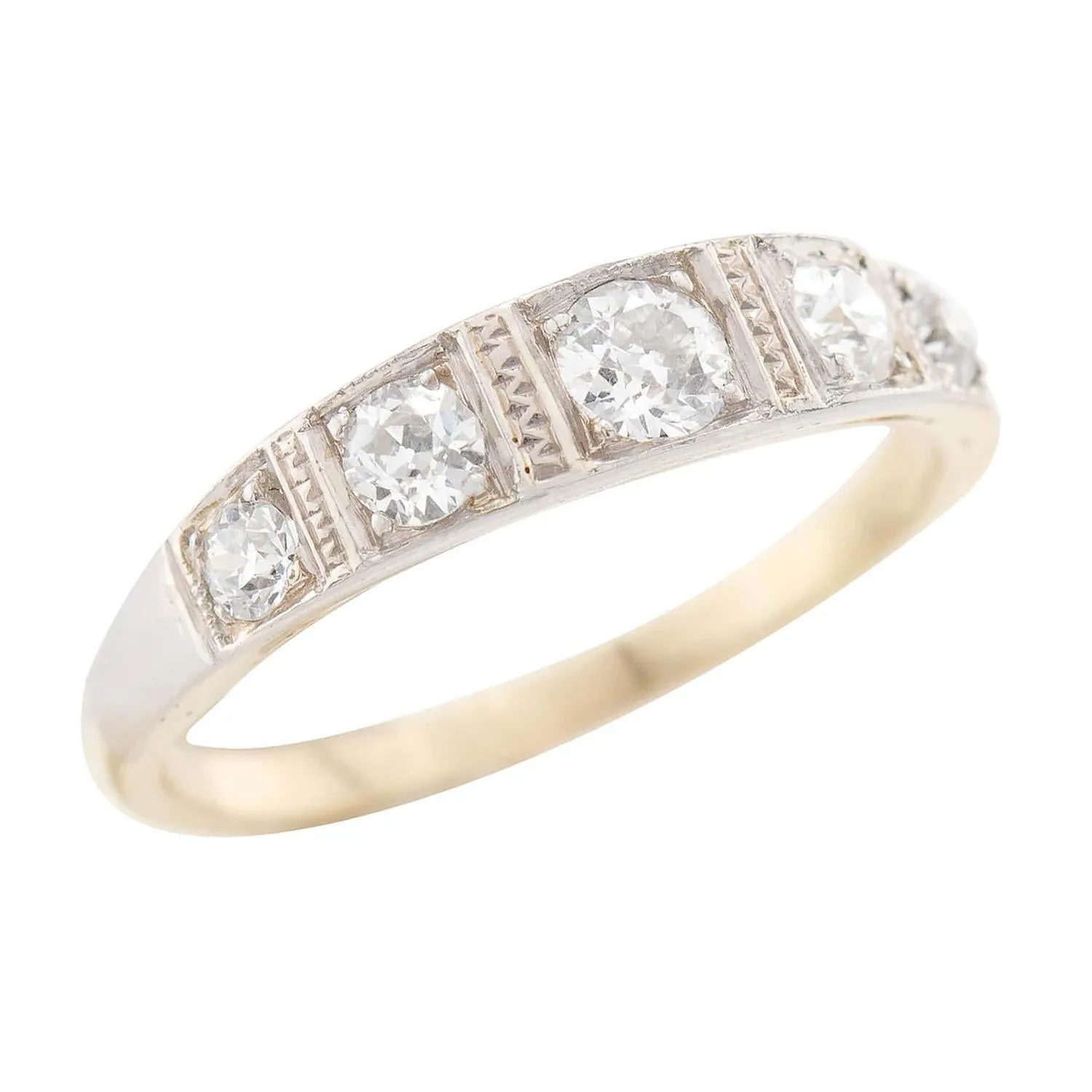 Edwardian 18k & Platinum Diamond Five Stone Ring