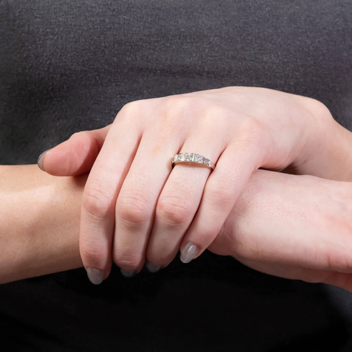 Edwardian 18k & Platinum Diamond Five Stone Ring