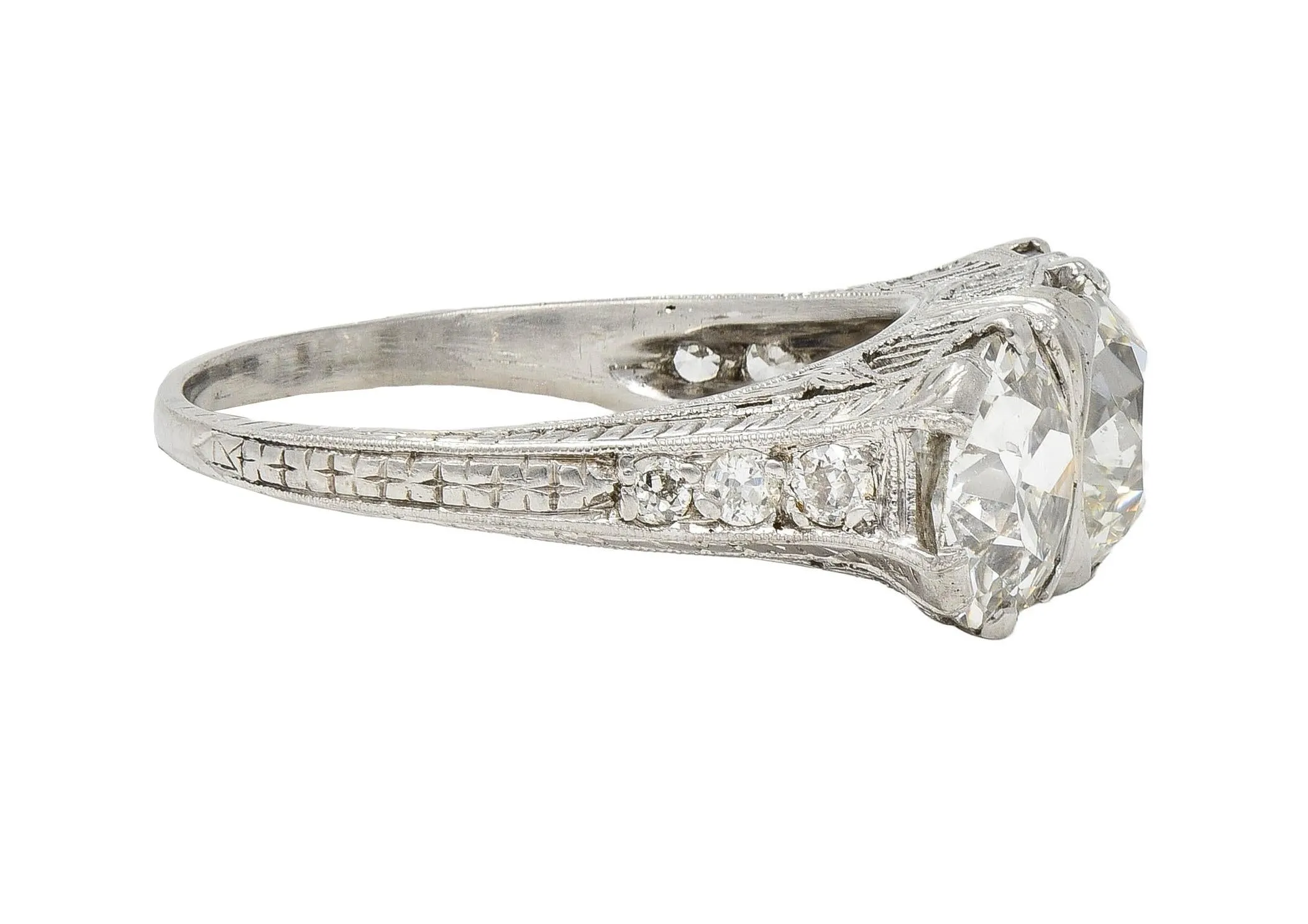 Edwardian 4.30 CTW Diamond Platinum Antique Orange Blossom Three Stone Band Ring