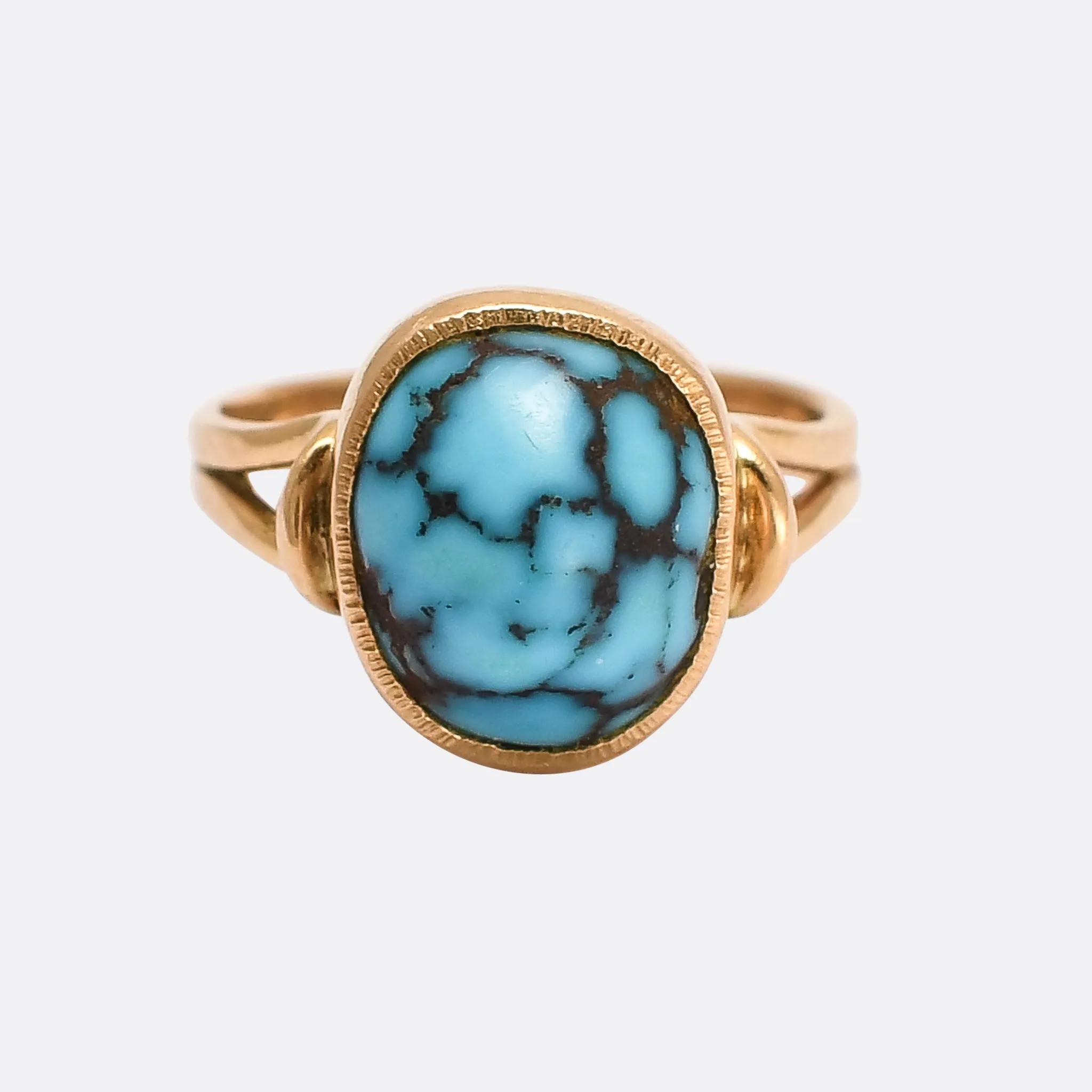 Edwardian Turquoise Matrix Solitaire Ring