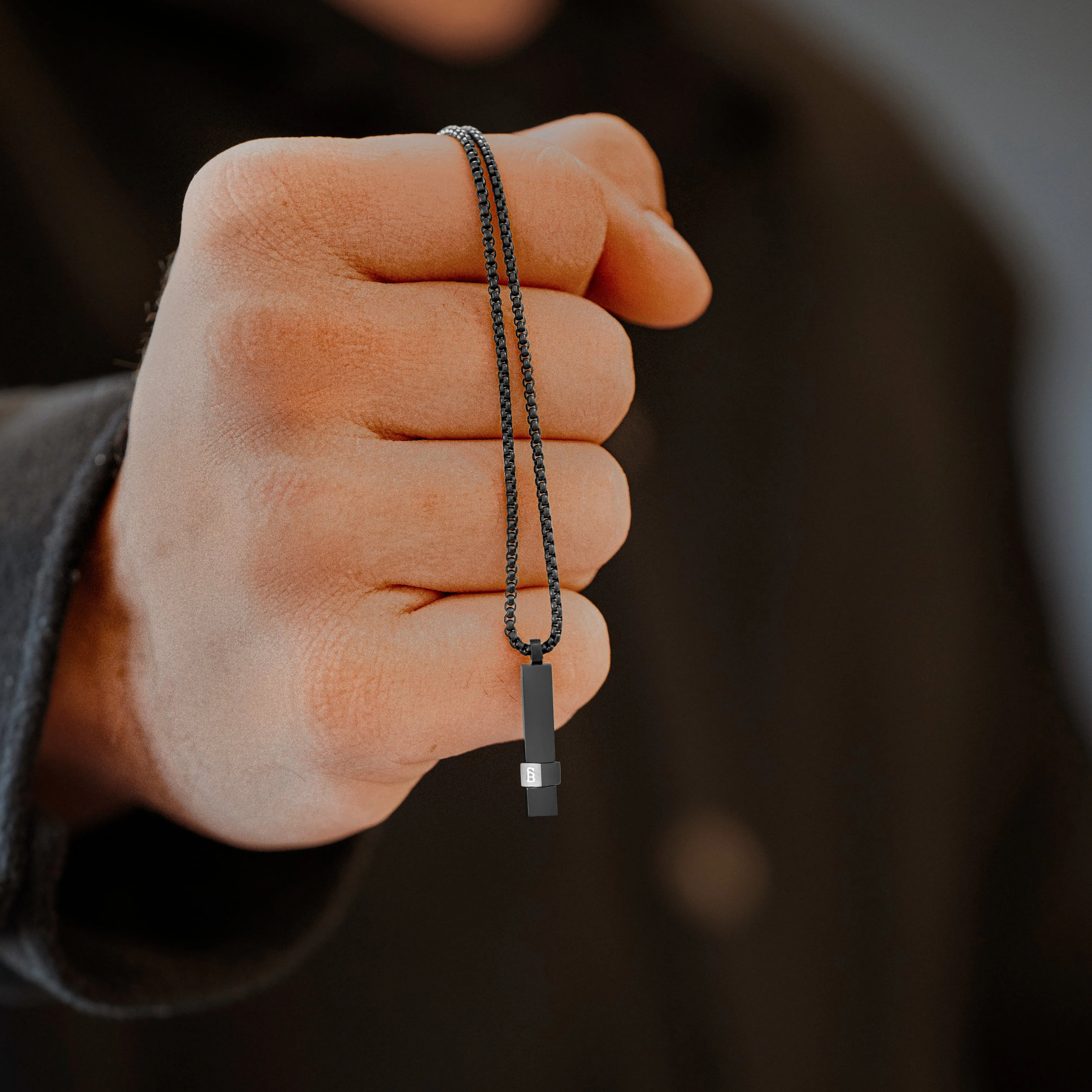 Elemental Bar Necklace Black Adjustable