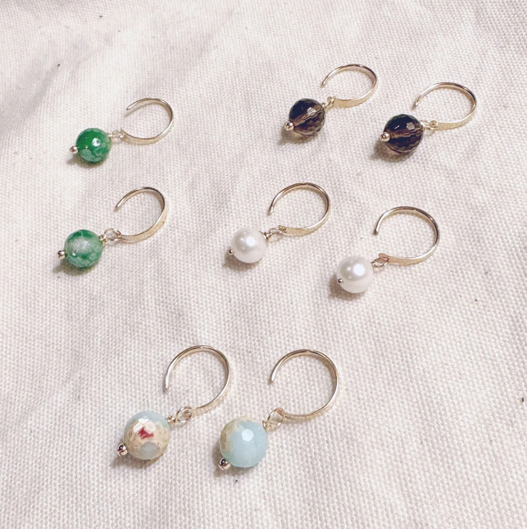 ella huggie hoops with teal fluorite