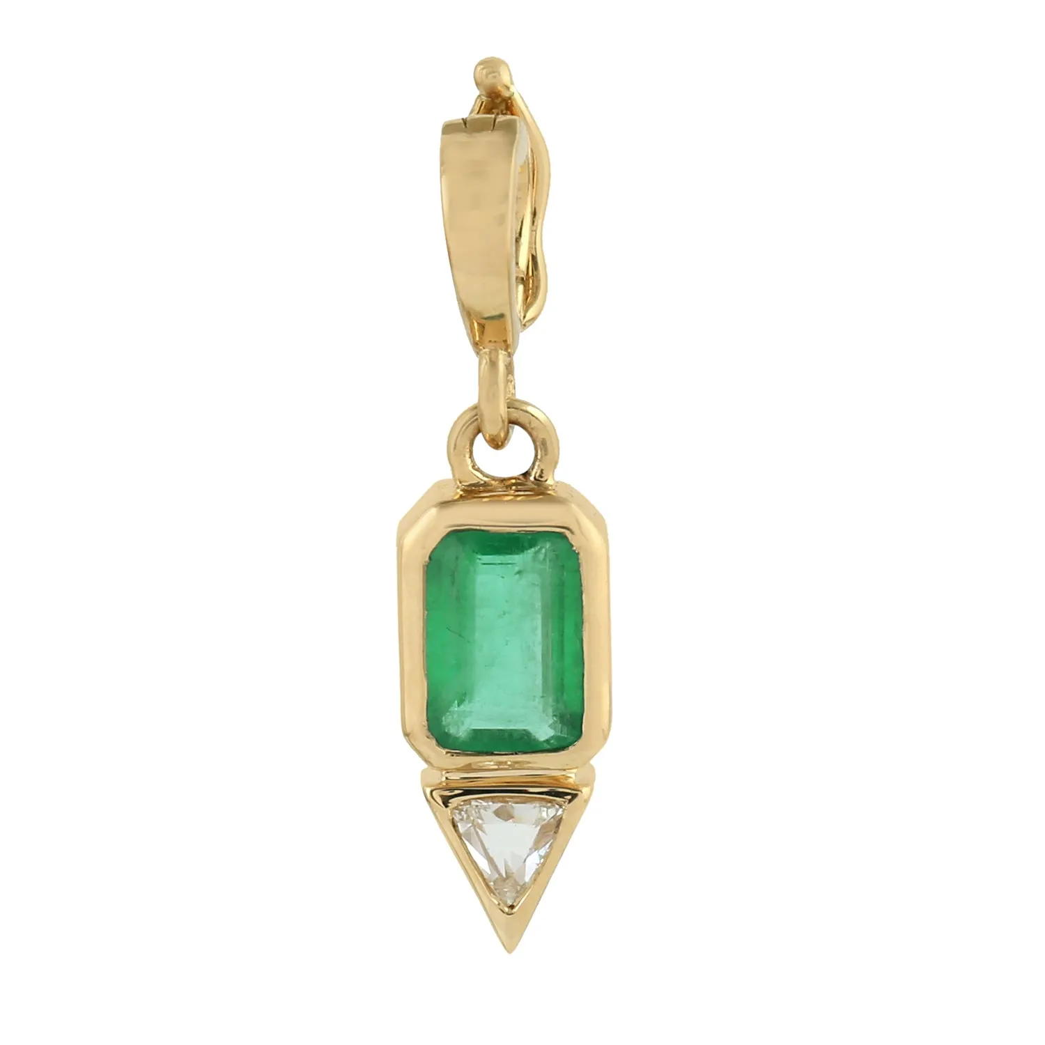 Emerald Cut Emerald Diamond Beautiful Minimalist Charm Pendant