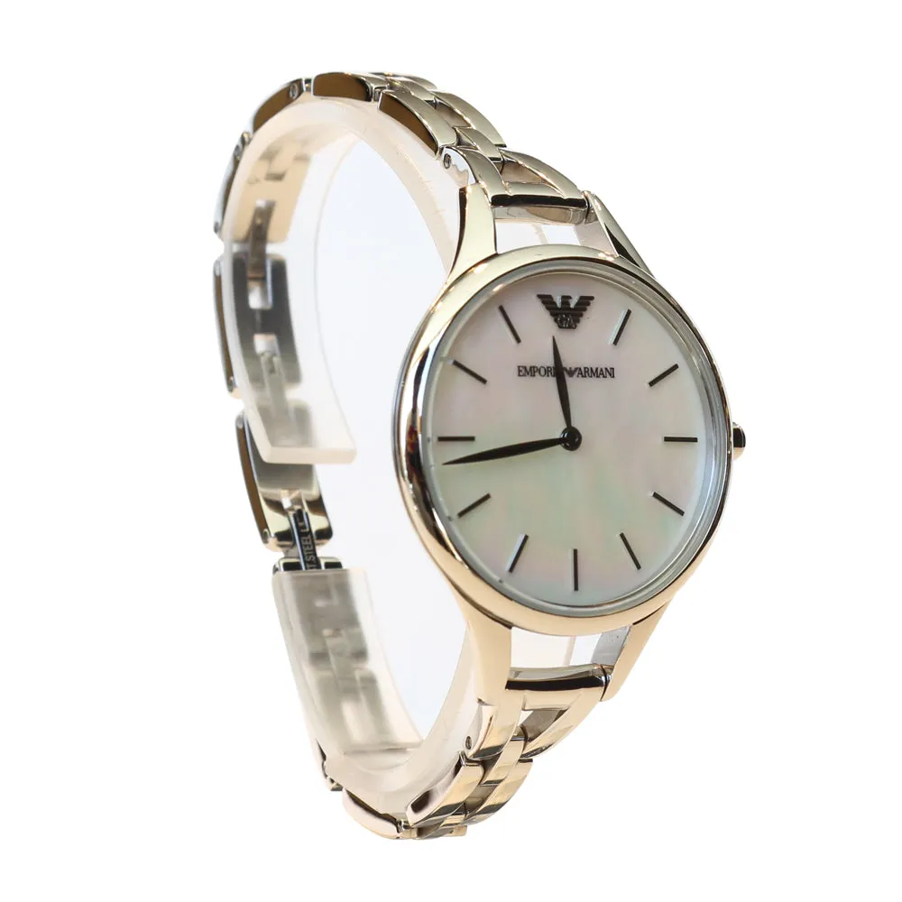 Emporio Armani Ladies Watch With White Mother Of Pearl Dial