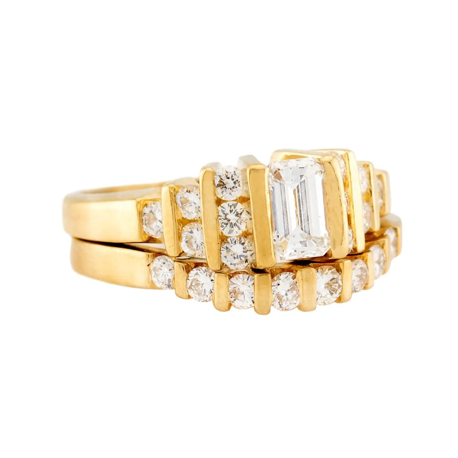 Estate 18k Diamond Engagement Ring Set