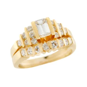 Estate 18k Diamond Engagement Ring Set