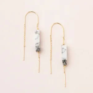 ET003 Rectangle Thread Earring Howlite Black Gold
