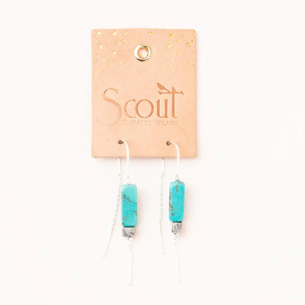 ET003 Rectangle Thread Earring Howlite Black Gold