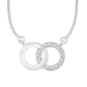 EternalDia 10k White Gold Diamond Interlocking Open Circles Pendant Necklace (0.08cttw, IJ, I2-I3)18"