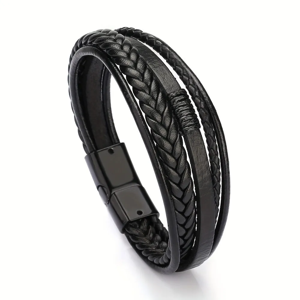 Ethnic Style Braided Leather Bracelet for Men