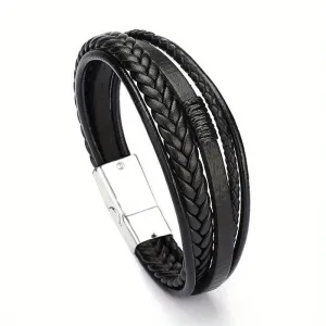 Ethnic Style Braided Leather Bracelet for Men