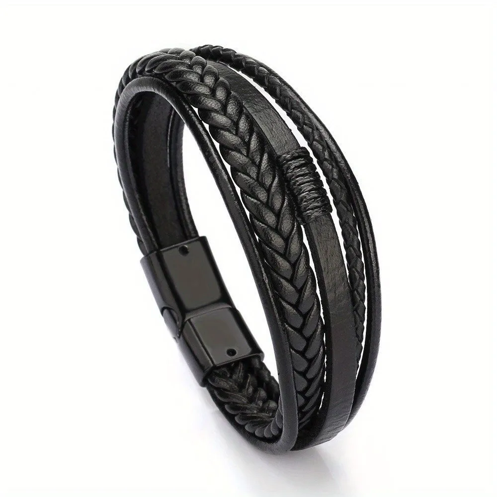 Ethnic Style Braided Leather Bracelet for Men