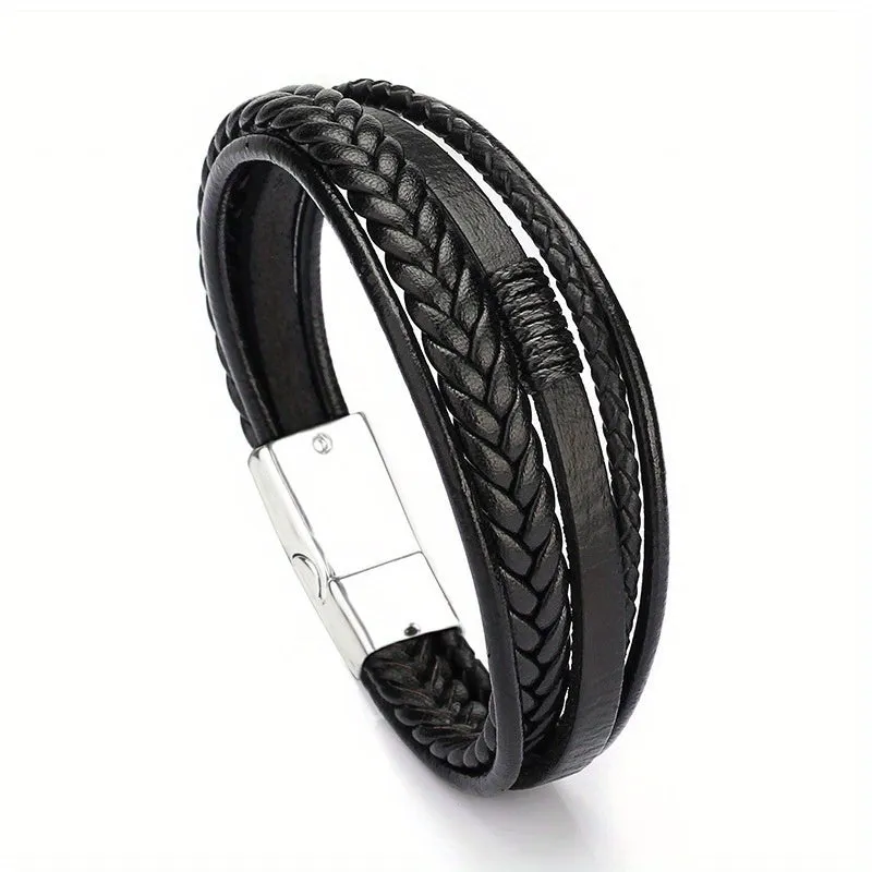 Ethnic Style Braided Leather Bracelet for Men