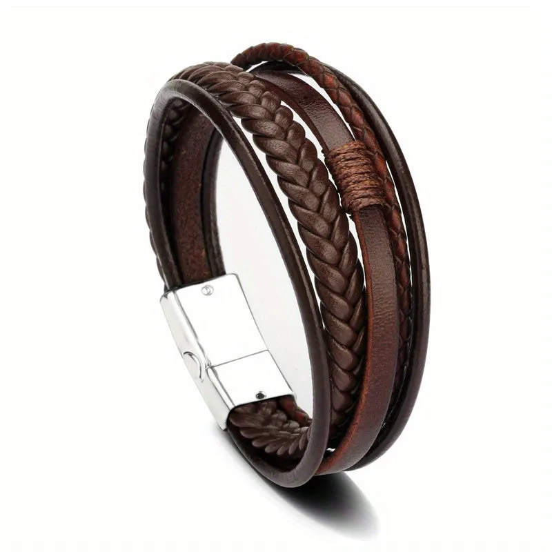 Ethnic Style Braided Leather Bracelet for Men