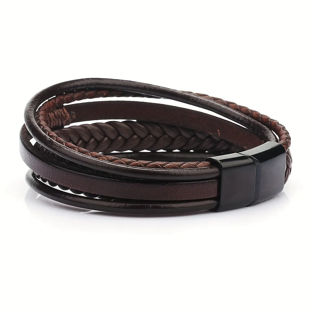Ethnic Style Braided Leather Bracelet for Men