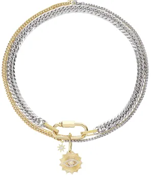  Evil Eye Carabiner Charm Stacked Necklace NON TARNISH