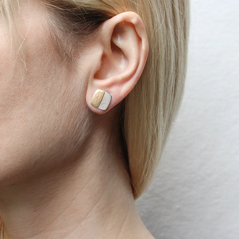 Extra Small Half & Half Square Post Earrings