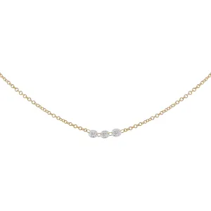 Floating Triple Diamond Necklace 14K