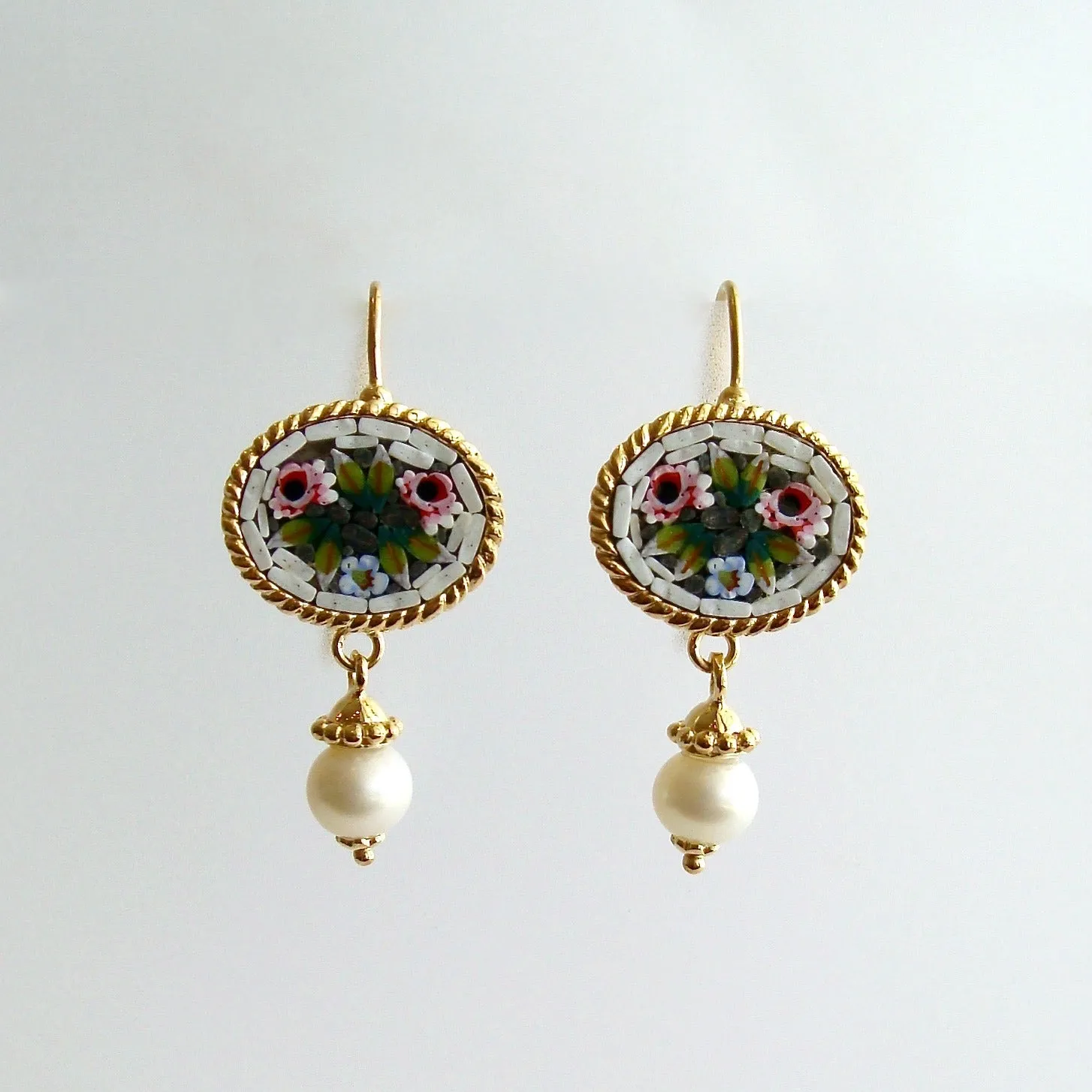 Floral Micro Mosaic Earrings - Luciana Earrings