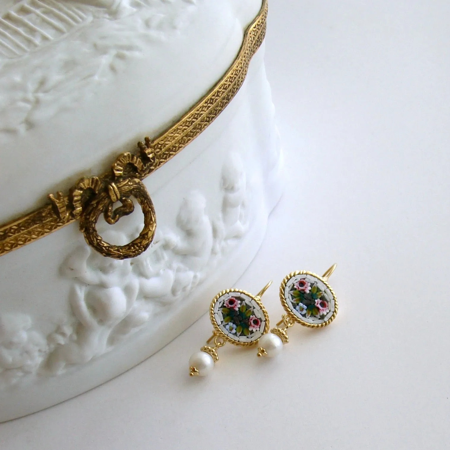 Floral Micro Mosaic Earrings - Luciana Earrings