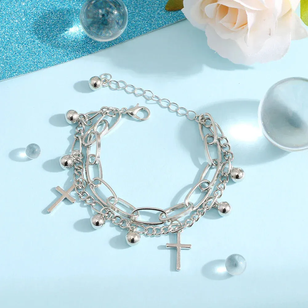 FNIO Bohemian Bracelets for Women Fashion Multilayer Beaded Chain Bracelets Set Charm Bracelet Bangles Jewelry Punk