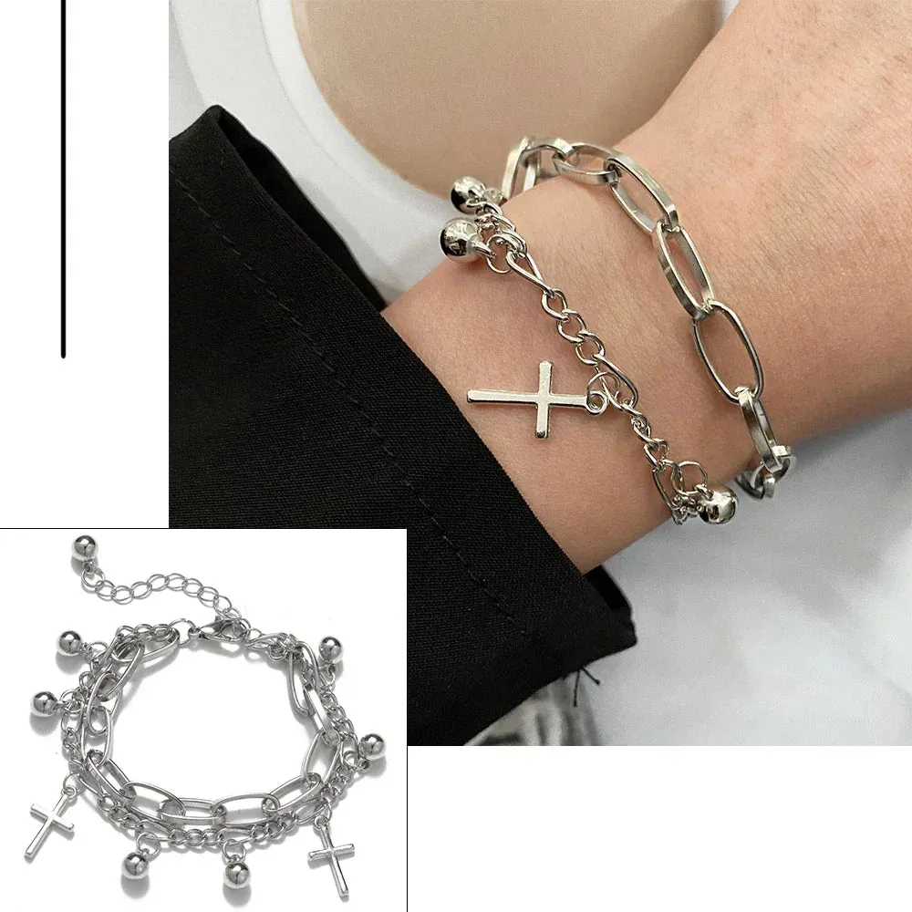 FNIO Bohemian Bracelets for Women Fashion Multilayer Beaded Chain Bracelets Set Charm Bracelet Bangles Jewelry Punk
