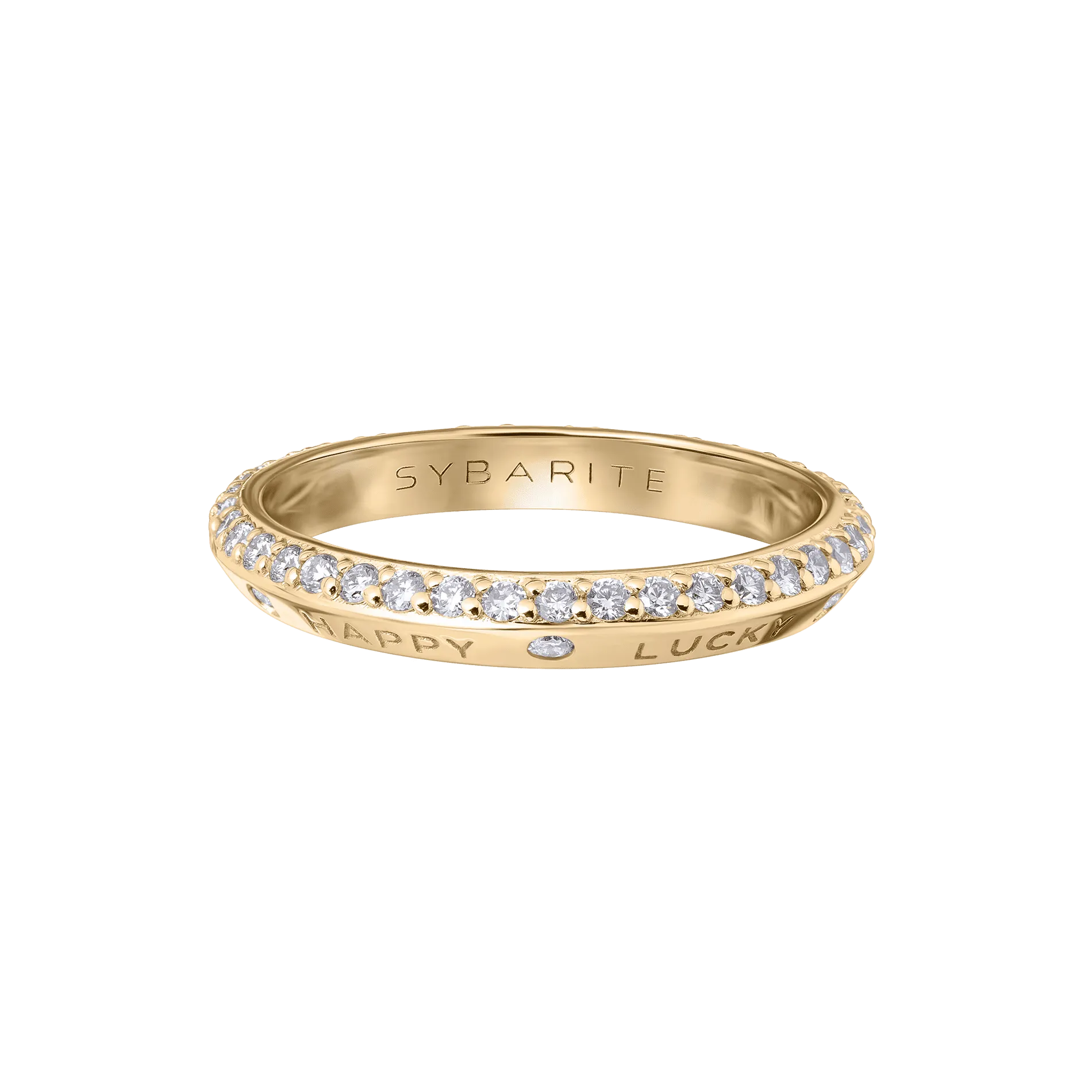 Fortune Band Ring in Yellow Gold with White Diamonds