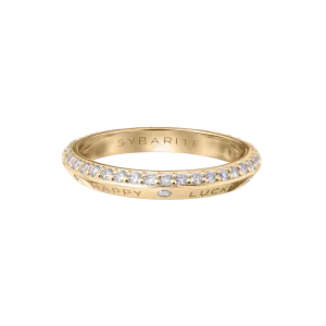 Fortune Band Ring in Yellow Gold with White Diamonds