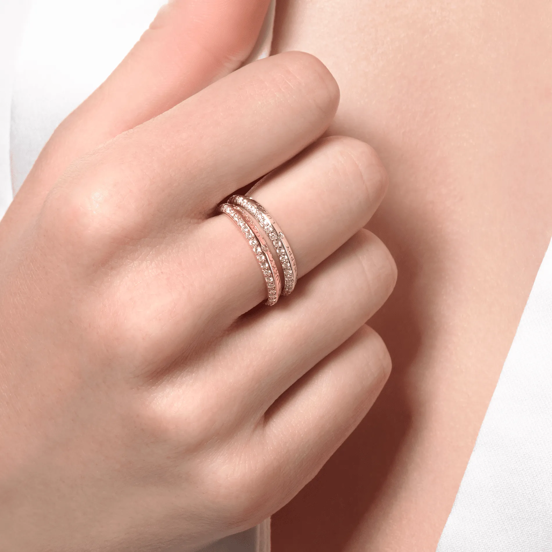 Fortune Band Ring in Yellow Gold with White Diamonds
