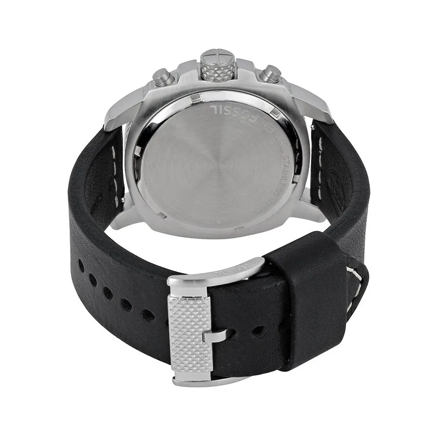 Fossil Machine Chronograph Black Dial Black Leather Men's Watch FS4928