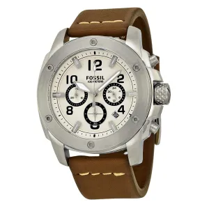 Fossil Modern Machine Chronograph White Dial Brown Leather Men's Watch FS4929