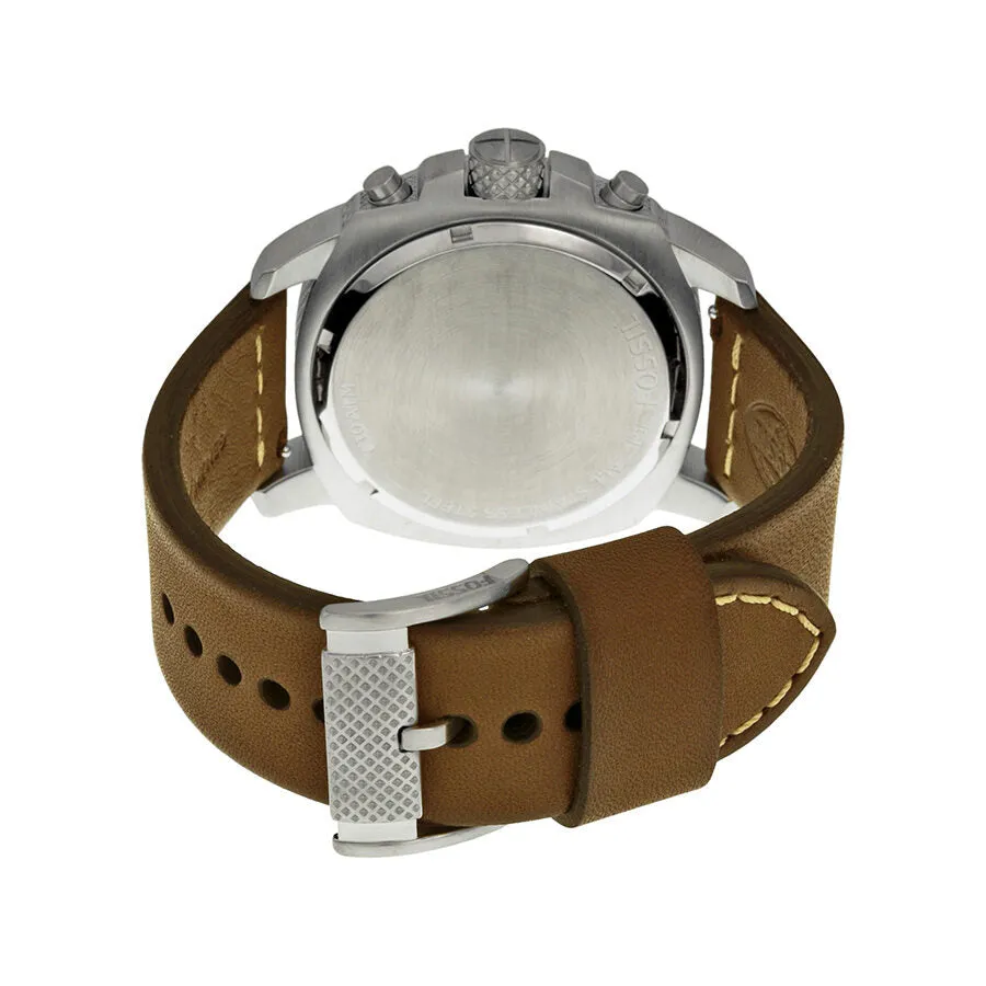 Fossil Modern Machine Chronograph White Dial Brown Leather Men's Watch FS4929