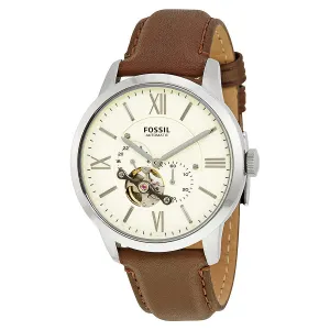 Fossil Townsman Mechanical Cream Dial Brown Leather Men's Watch ME3064
