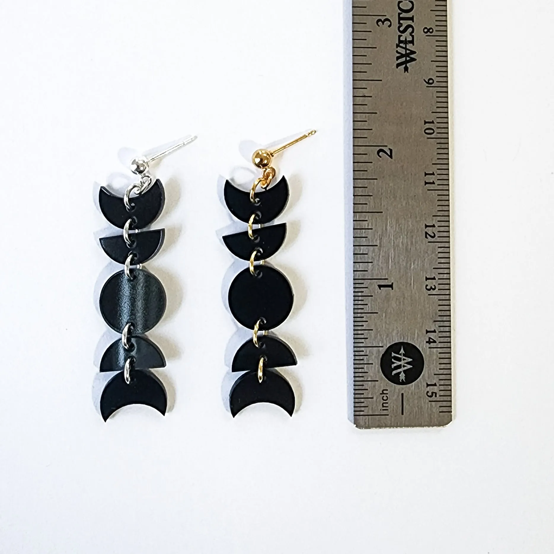 Full Moon Phase Dangles in Black