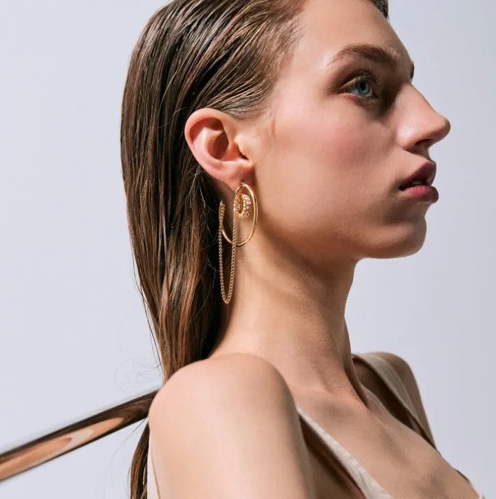 Gentler Gold Hoop Earrings With Chain