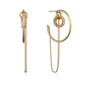Gentler Gold Hoop Earrings With Chain