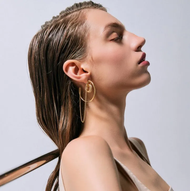 Gentler Gold Hoop Earrings With Chain