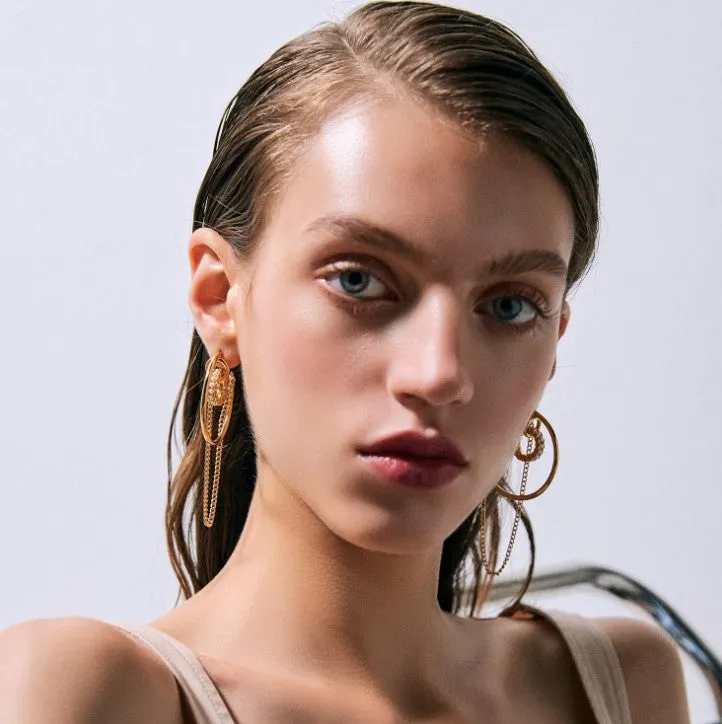 Gentler Gold Hoop Earrings With Chain
