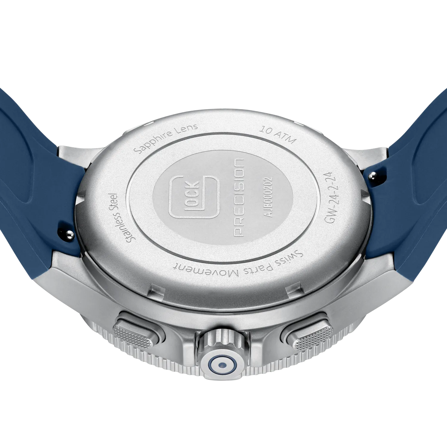 Glock Men's Stainless Steel Quartz Digital Analog Watch Silver & Dark Blue GW-24-2-24