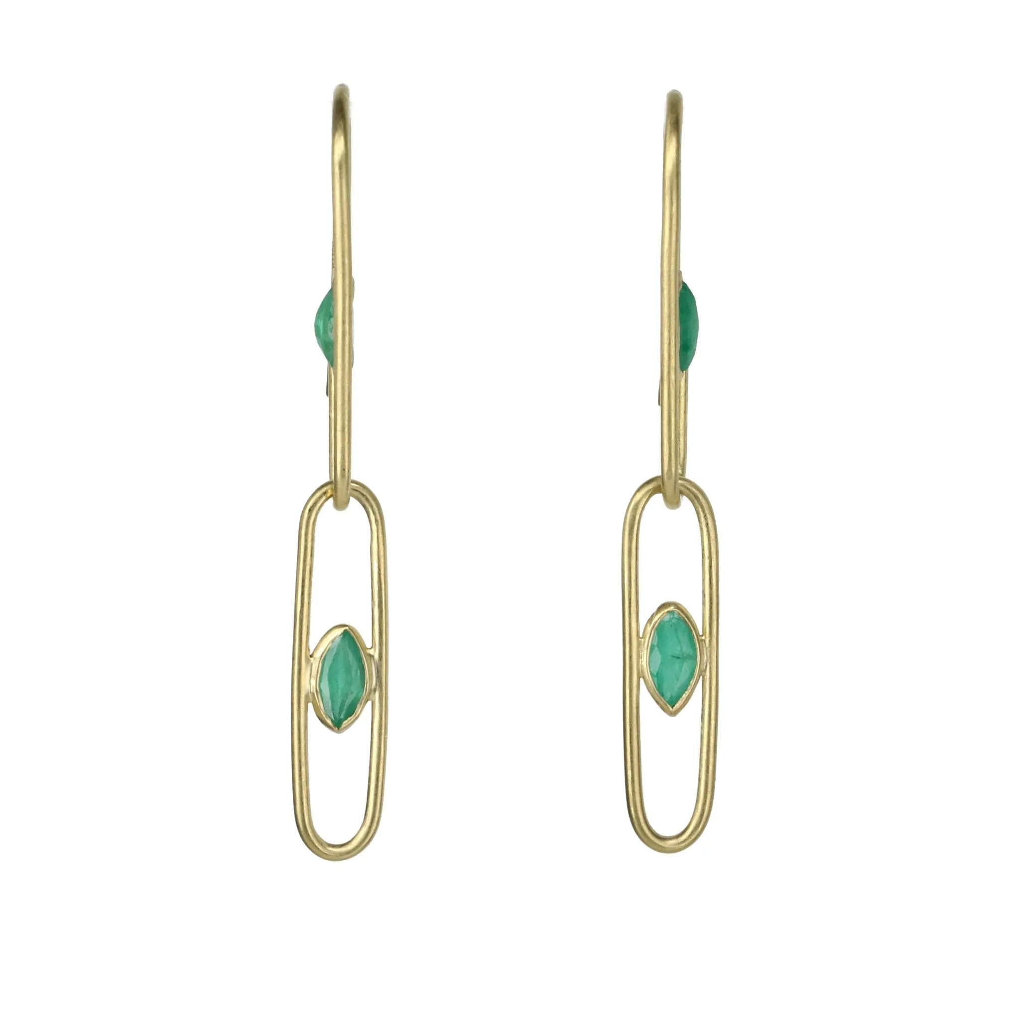 Gold & Bezel-Set Emerald "Gemclip" Earrings