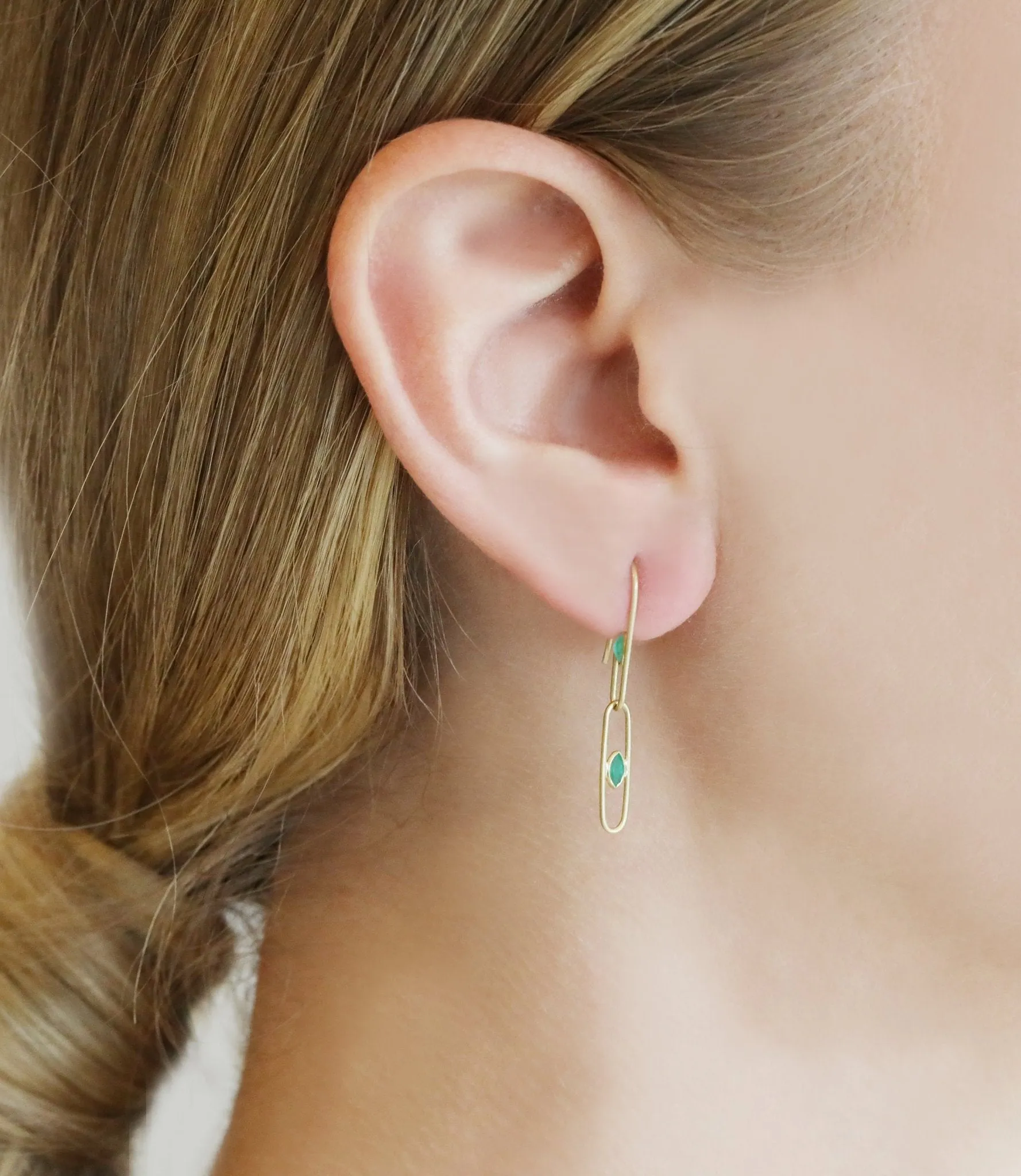 Gold & Bezel-Set Emerald "Gemclip" Earrings