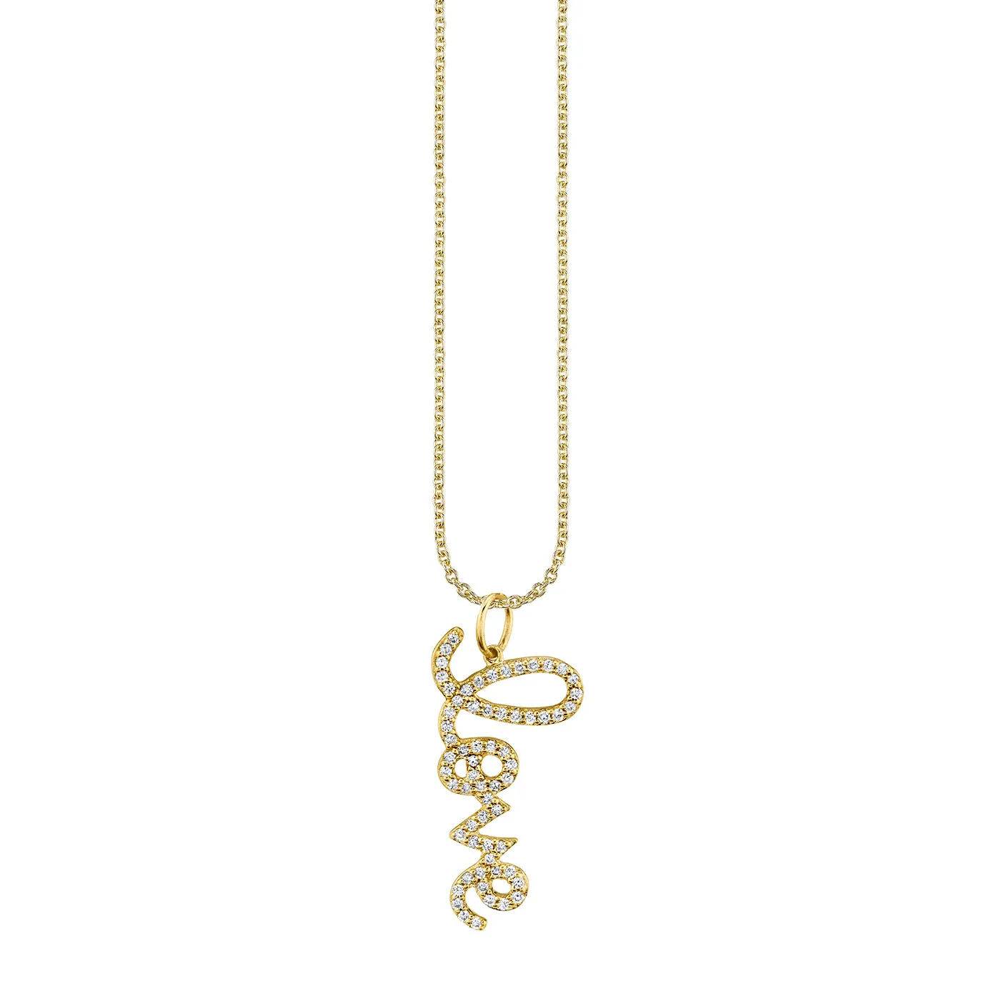 Gold & Diamond Medium Love Charm Necklace
