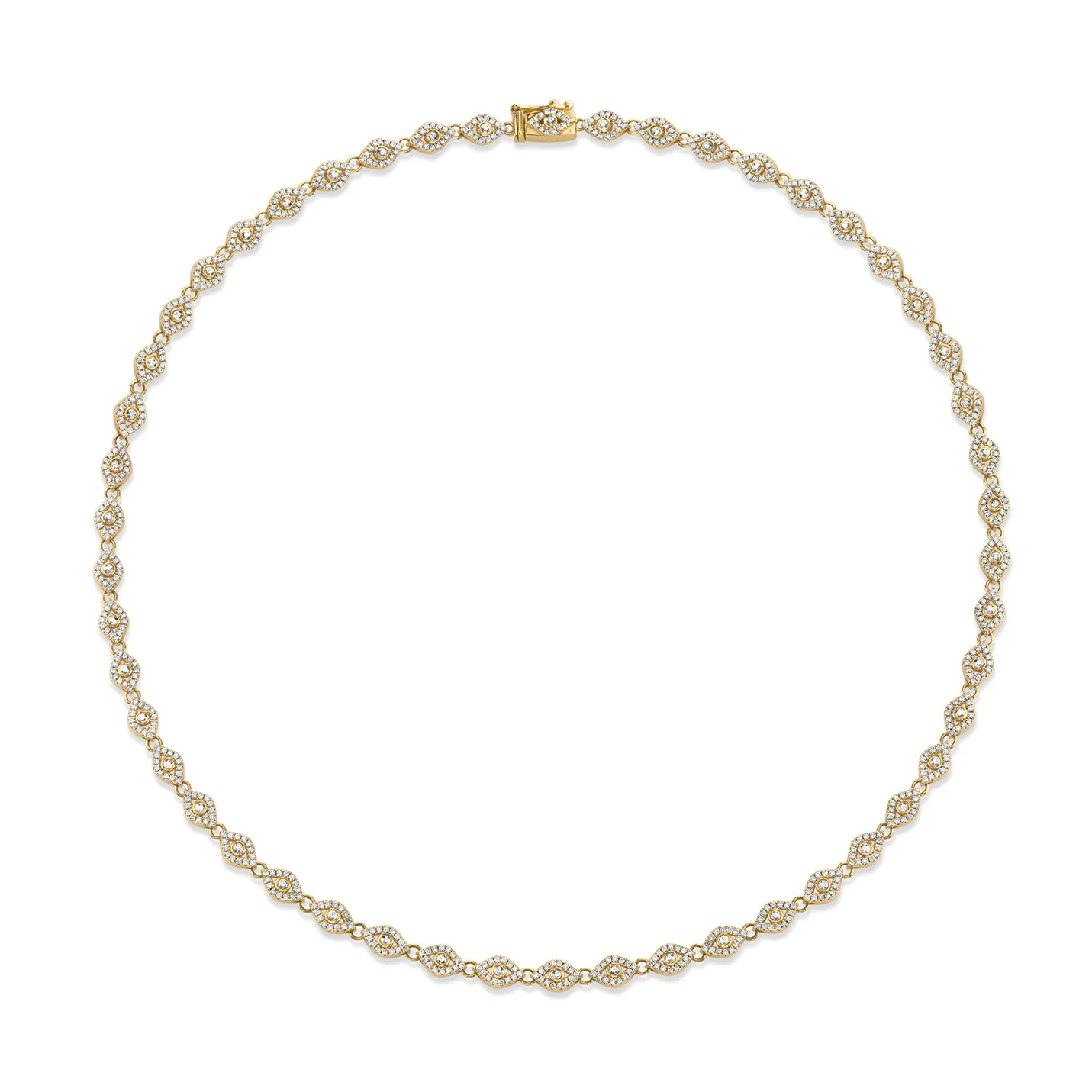 Gold & Diamond Small Bezel Eye Eternity Necklace